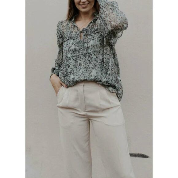 NWT Cleobella Loretta Iris Floral Print Chiffon Puff Sleeve Blouse - Picture 4 of 9